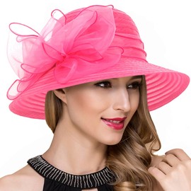 Lady Church Derby Dress Cloche Hat Fascinator Floral Tea Party Wedding Bucket Hat S051 (Rose)