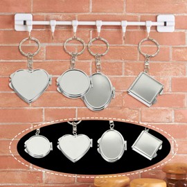 Beavorty Round Mirror Compact Mirror Keychain 8pcs Portable Metal Folding Mirror Double-Sided Pocket Makeup Mirror Travel Mirror with Key Ring for Pockets Bags Wallets Travel Toiletries