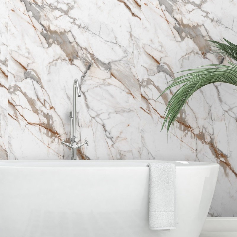 Marble Peel and Stick Waterproof Wall Paneling, 118" x 47"
