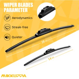 MIKKUPPA 28"+14" Windshield Wipers Blades Replacement for 2009-2020 Honda Fit, 2012-2019 Toyota Prius C, U/J Hook All Season Wiper Blades(Pack of 2)