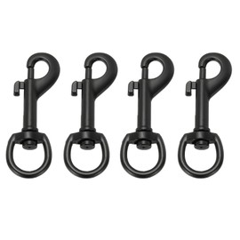 PATIKIL 4Pcs Flag Swivel Snap Clips, 2.7 Inch Heavy Duty Alloy Flag Pole Snaps Hooks Stainless Flagpole Accessories for Rope Hardware Key Chain Leash Leather Craft, Black