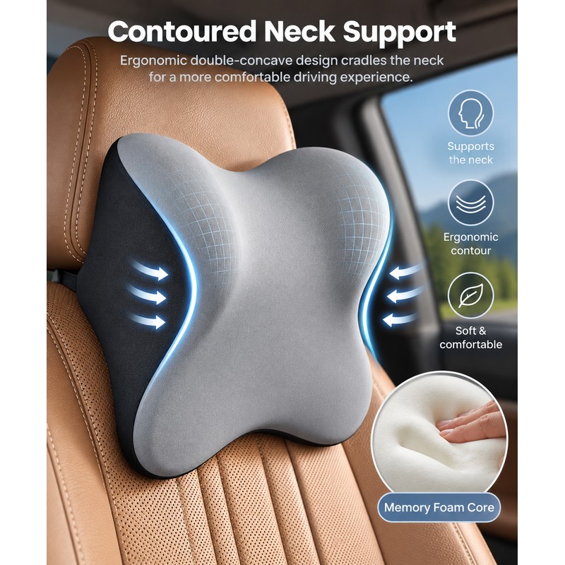 Premium Memory Foam Car Seat Cushion Set for Driving –