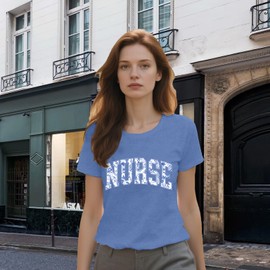 sallrue Nurse Shirt for Women School Registered Nurse Week T-Shirt Nursing Life Tees Tops SkyBlue