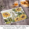 FIRST DAWN Glass Cutting Board Counter Saver 12""x15"", Sunflowers, Large