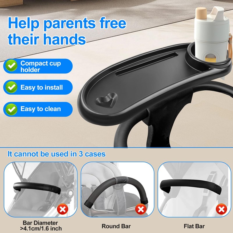 UWSTE Snack Tray Compatible with Nuna Mockingbird, Adjustable Stroller Snack