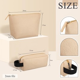 Xuniea Pack of 2 Felt Blank Toiletry Bag for Plotting Pencil Case with Zip Travel Blank Cosmetic Bag Multifunctional Felt Bag for Women Mother's Day Valentine's Day, beige, Fashion