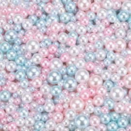 sourcing map 800Pcs Faux Pearl for Crafting, 3-8mm No Hole ABS Round Pearls for Vase Fillers, Jewelry Making, Vase Filler, Cosmetic Boxes, DIY Parts, Table Scatter, Home Decor, White/Pink/Blue