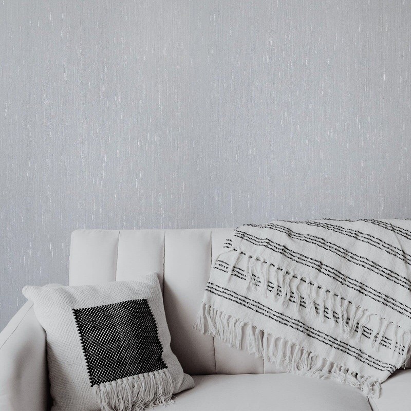 Modern Gray Silver Metallic Faux Fabric Textured Stria Lines Texture