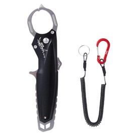 2013 BOTR Portable Fish Lip Gripper B170 with Fishing Hook Sharpener, Suitable for Streams and Seawater Fishing (Dark Black)