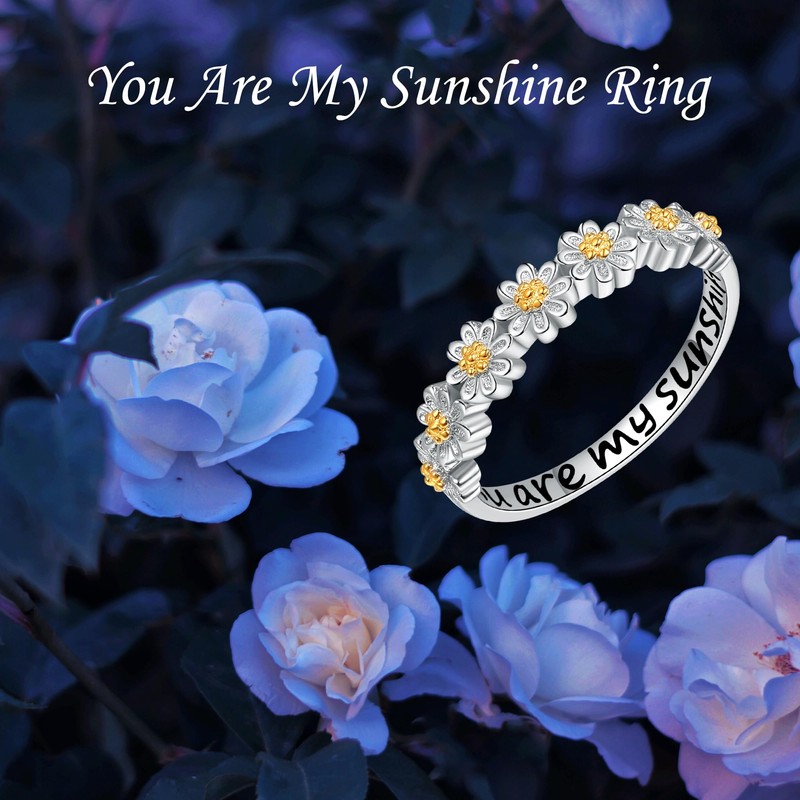 URONE Daisy Ring 925 Silver Daisy Jewelry Daisy Gifts for