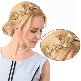 DIGUAN Kinky Synthetic Hair Braided Headband Wide Hairpiece Women Girl Beauty accessory (8-Natural Black)