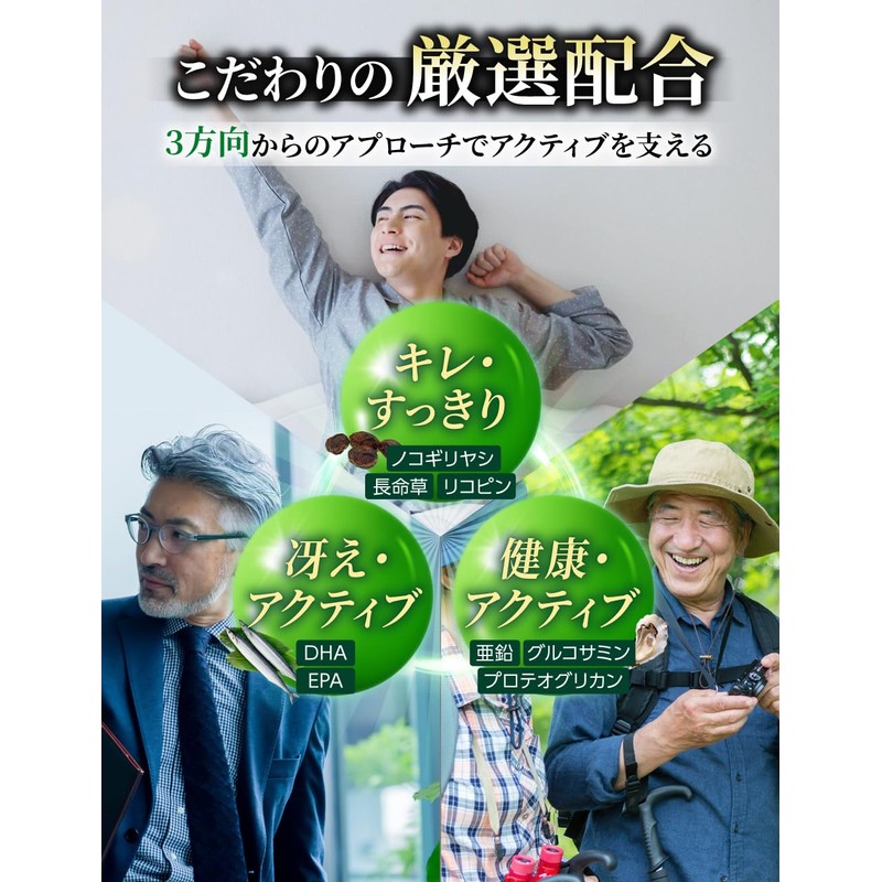 爽快ノコギリヤシ430 ユリナック サプリメント 亜鉛 長命草 トマトリコピン DHA・EPA配合 60粒 30日分 (3)