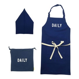 ki-071c Children's Apron, Cooking Practice, Lunching, Elementary School, Kids Apron, Boys and Girls, Cooking, Children's Apron, Includes Drawstring, navy