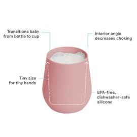 ezpz Tiny Cup2 Pack (Blush/Mauve) - 100% Silicone Training Cup for Infants - 4 months + - Designed by a Pediatric Feeding Specialist - Baby-led Weaning Essentials & Baby Gifts