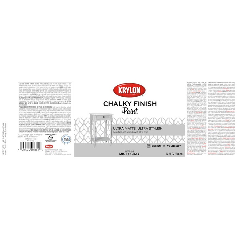 Krylon K04204000-14 Chalky Finish Quart, 32 Fl Oz (Pack of