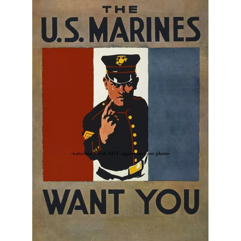 US Marines Recruitment Poster PHOTO WWII USMC Marine Corps Recruiter