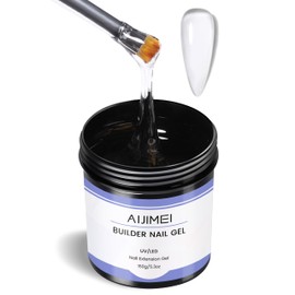 AIJIMEI Clear Hard Gel Nail Builder Nail Gel 150g 5oz Nail Extension Nail Gel for Nail Art Builder Nail Gel Strengthen for Beginner(Clear-150g)