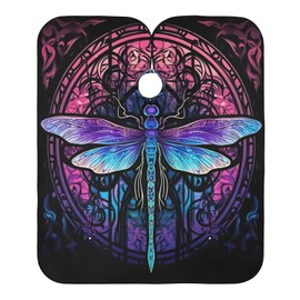 BOESI Doodle Purple Dragonfly Barber Shawl, Waterproof Haircut Shawl, Haircut Salon Apron, Shaving Bib, 55 x 65 inches