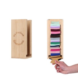 GoFika Can Cooler Holder & Dispenser Wall Mounted Bamboo Engraved 'It's 5 o'clock somewhere' Storage for Home & Bar