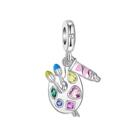 ARVALILS Artists Palette Dangle Charm 925 Sterling Silver Charm Fits Women's Charm Bracelet & Necklace Valentine's Day Mother's Day Jewelry Gifts for Women