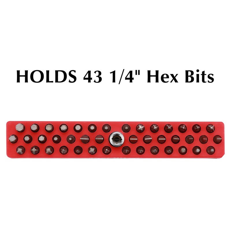 EMENTOL 1/4" Magnetic Bits Holder - Red, 43PCS Hole, Bit