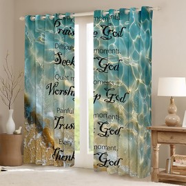 Healing Curtains for Bedroom with Inspirational Thoughts and Prayers Window Curtains Kids WoHawaiian Ocean Beach Window Drapes Inspirational Decor 30%-50% Blackout Curtains (2 Panels， 42 x 63 Inch)