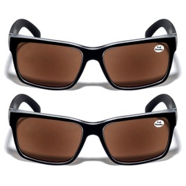V.W.E. 2 Pairs Men Large Sunglasses Reader - Tinted Reading Glasses For Wide Head 150MM (2 Brown, 2.50, multiplier_x)