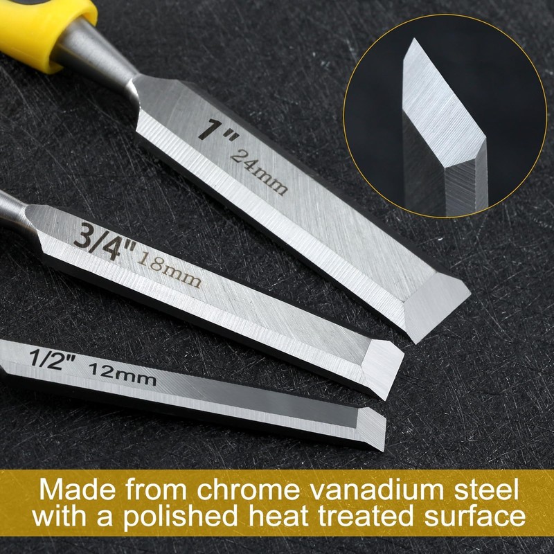 SPEEDWOX Wood Chisel Set, 3 Piece Set, 0.5 inch (12