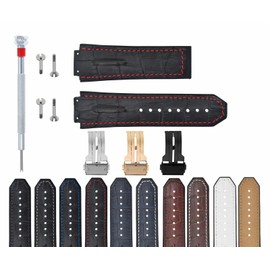 Ewatchparts Leather Rubber Watch Band Strap Compatible With 44-45-48mm Hublot Big Bang With Screws, Screw Driver, And Buckle