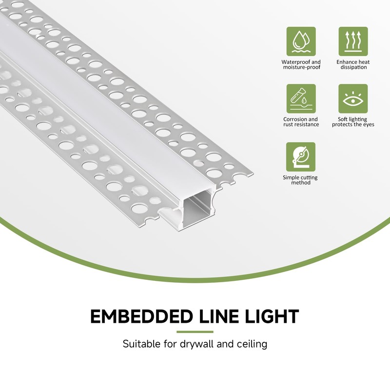 YeaLunong Plaster-in LED Channel Recessed Drywall Aluminum Strip Light Track