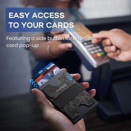 RUNBOX Slim Card Holder Wallet for Men, Minimalist RFID Blocking Wallet with Pop-Up Function, Ultra-Thin Design, Metal Business Card Cases holds 12+ Cards, Gifts for Men, Men's Accessories