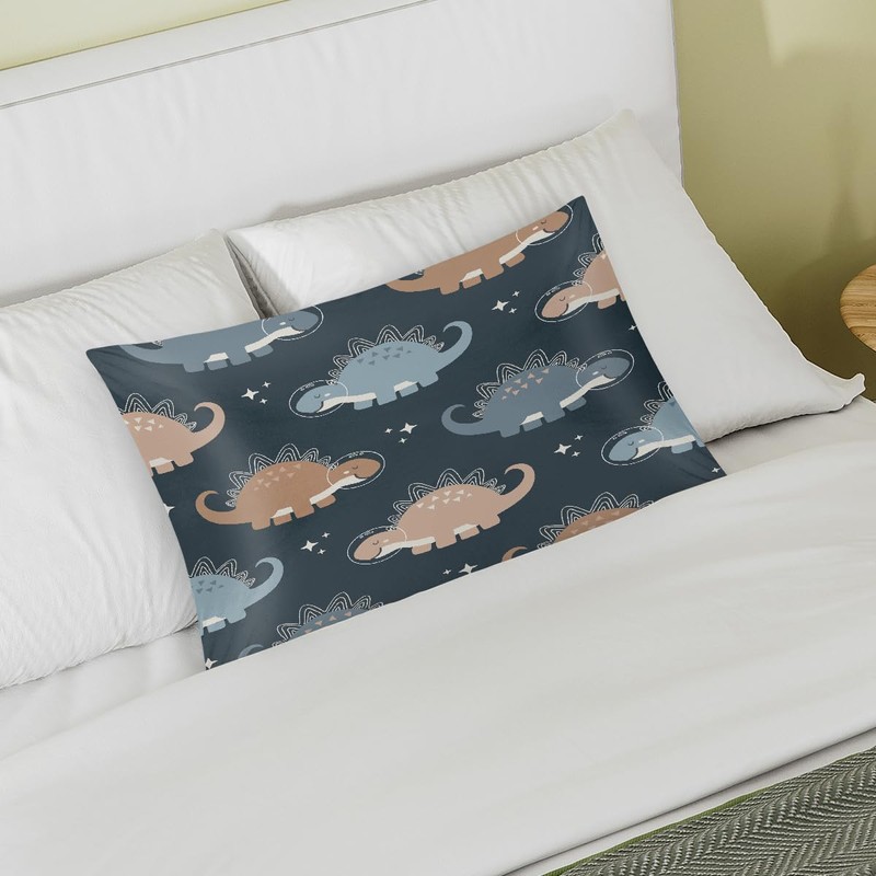 Cute Dinosaur Decoration Satin Pillowcases for Hair and Skin Soft