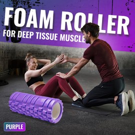 Foam Roller for Deep Tissue Muscle Massage | Fitness Gym Physio | Massage Roller for Legs, Back and Arms | Trigger Point Muscles Therapy | Lightweight | 33x14cm (Purple)