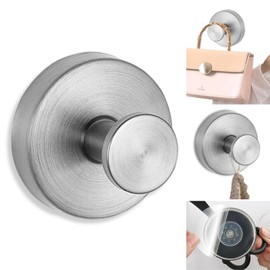 Boxonly No-Drill Suction Hooks,2024 Upgraded Stainless Steel Waterproof Hooks for Bathroom,Shower,Kitchen,and Mirrors–Heavy Duty Towel Holders (Brushed Silver)