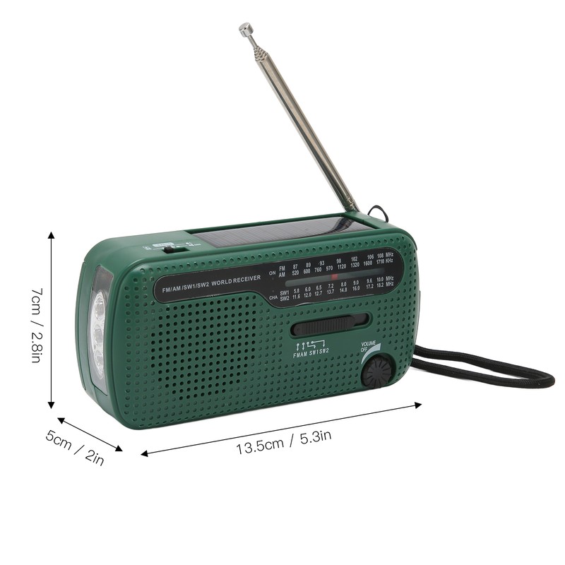 Hand Crank Solar Radio AM FM SW1 SW2 Camping LED