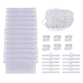 Vertical Blind Set SAIYU Vertical Blind Repair Kit With 12 Pack 45 mm*89 mm White Bottom Weights Slats And 12 Pack Top Hangers And 10 M Vertical Blind Bottom Chain with 6 Pack Plastic Chain Connectors