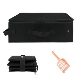 QINGYIWL Travel Cat Litter Tray, Foldable Portable Cat Litter Tray with Lid and Cat Litter Scoop, Waterproof Cat Litter Tray for Camping, Outdoors, Indoor (40 x 30 x 15 cm)