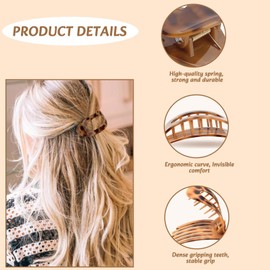 Moerstar 6 Stück Haarklammern Damen, Haarklammer Groß Einfache Elegante Rutschfest Flat Claw Clip Starker Halt Haarspangen für Dickes Dünnes Feines Haar Damen Mädchen (Stil 1)