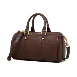 MoreFarther Boston Crossbody Bags for Women, Top Handle Stachel Tote Purses, Luxury Genuine Leather Handbags with Removable Shoulder Strap (Brown)