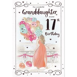 ICG Granddaughter 17th Birthday Card (ICG-8120) Girl in Maroon Dress - Floral