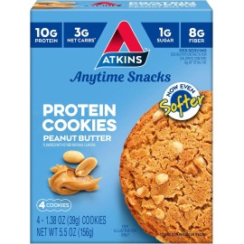 Atkins Peanut Butter Protein Cookie, Protein Dessert, Rich in Fiber, 3G Net Carb