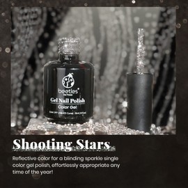 Beetles Black Gel Nail Polish, 1Pcs 15ML Glitter Gel Nail Polish Black Sparkle Reflective Shimmer Color Soak Off UV Lamp Disco Nail Art Manicure Salon DIY at Home Gifts for Her