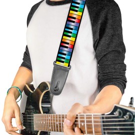 Buckle-Down Guitar Strap - Piano Keys Rainbow - 2" Wide - 29-54" Length