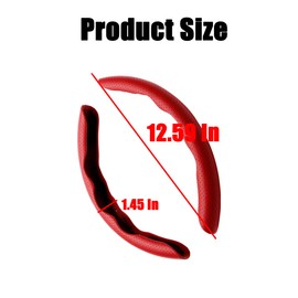 LoyaForba Car Steering Wheel Cover, Universal 15 Inch Leather Segmented Auto Steering Wheel Protector, Anti-Slip and Soft Breathable, Car Interior Accessories for Most Vehicle, SUV, Truck (Red)