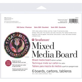 Strathmore (564-8 500 Series Mixed Media Board, vellum, 20,3 x 25,4 cm, carta per tecniche miste, 6 fogli, bianco