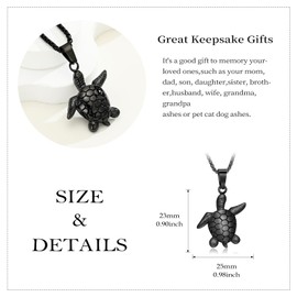 Sea Turtle Urn Necklace for Ashes for Women/Men Cremation Jewelry Memorial Jewelry Urn Locket Pendant Gifts (Black)