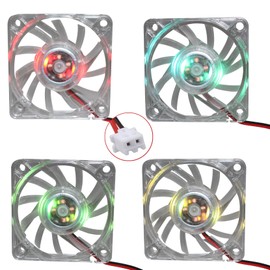 Jopto 4PCS Mini 3D Printer Fan 6010 Brushless DC 24V Quiet 60x60x10mm RGB LED Light Hydraulic Bearing Cooling Fan With 2 Pin Terminal for 3D Printer Extruder Makerbot MK7 MK8 With 28cm 11.02inch Cable