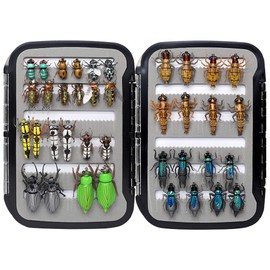 YZD Ultimate Realistic FlySelection 38 Pcs - Fly Fishing Flies Collection with 38 Realistic Dry, Wet, Nymph & Streamer Flies for Trout, Bass, Pike & Salmon
