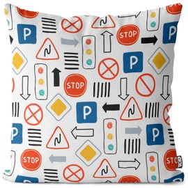 VOID Traffic Lights and Signs Cushion Cover Sofa Cushion Decorative Outdoor Cushion Decorative Cushion Size: 40 x 40 cm