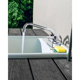 Utility Laundry Sink Faucet 8" Swivel Spout: iVIGA Deck Mount Commercial Kitchen Sink Faucet 4" Center, Brass Construction Chrome Polished, for Kitchen, Laundry, Bar Sink, RV, Outdoor etc